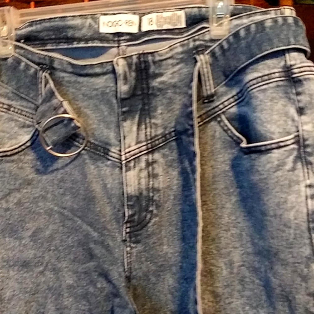 Ladies blue jeans with jean belt